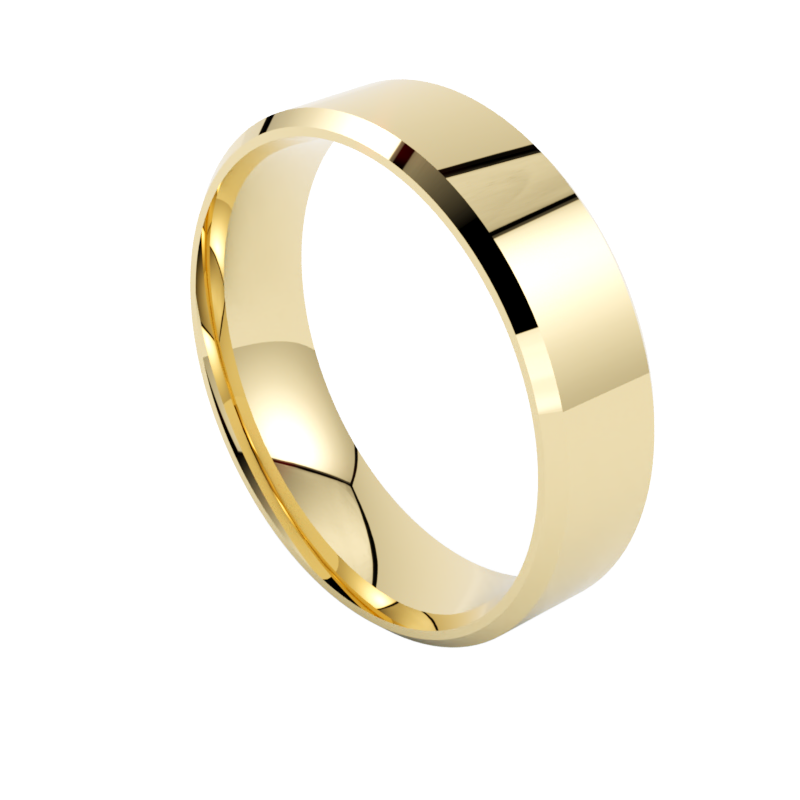 Płaska fazowana obrączka ze złota 585 żółte złoto szerokość 6 mm